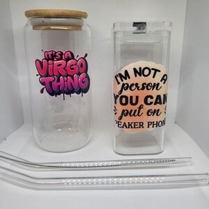 2/$18 Personalized Glass Tumbler Set with Fun Sayings